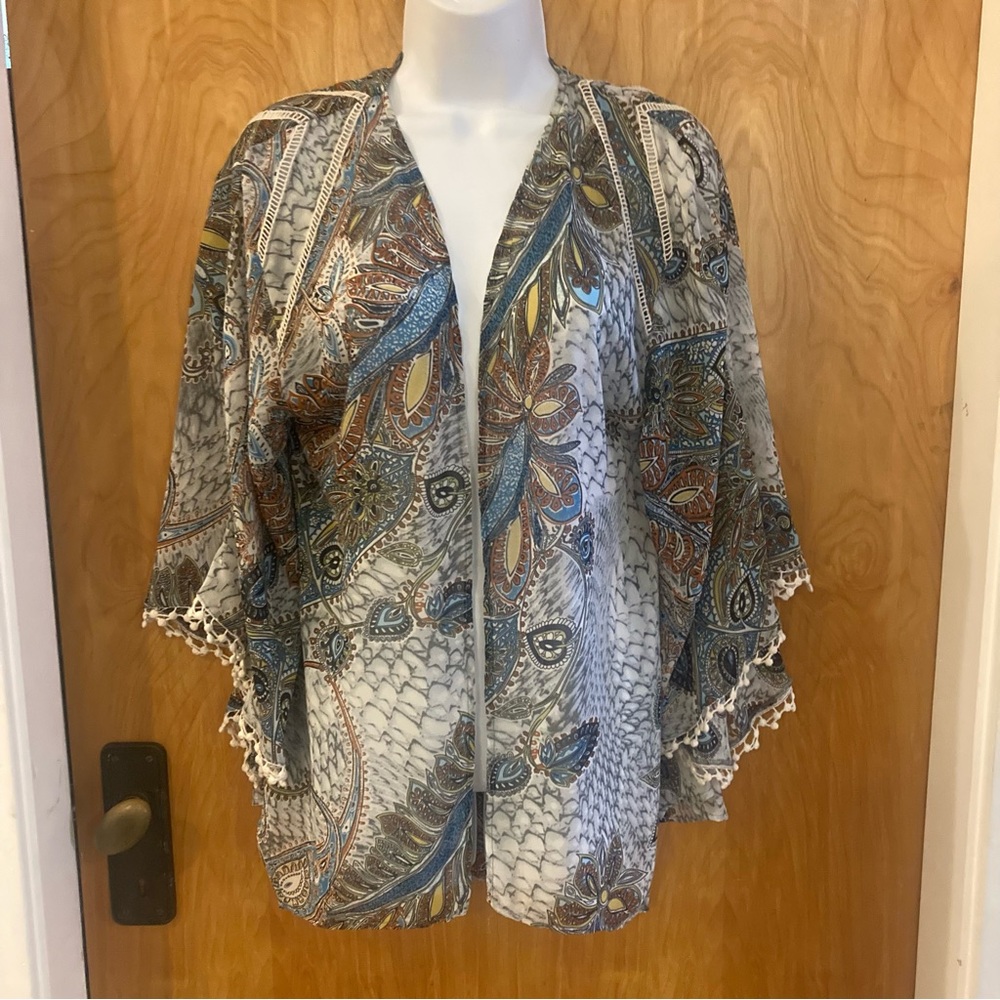 Umgee Boho Paisley Snake Skin Print Kimono Size M/L
